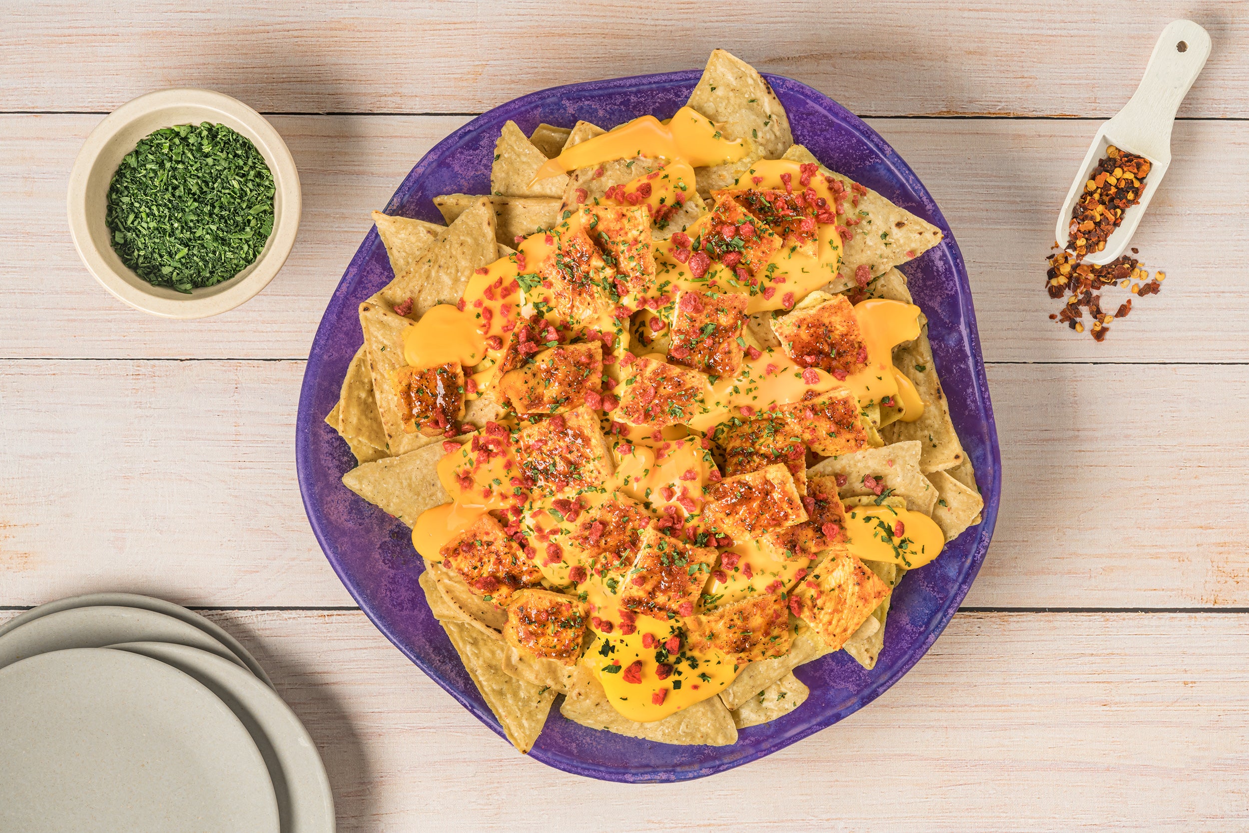 Nachos con Pollo Fuego