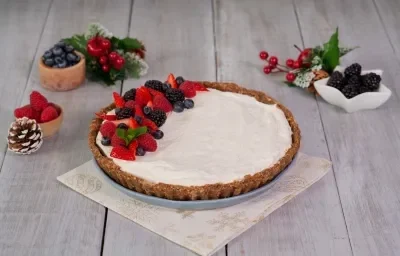 Tarta de queso con frutos rojos