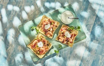 Tostadas de ceviche de camarón a la mexicana