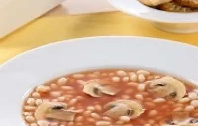 sopa de alubias y champiñones