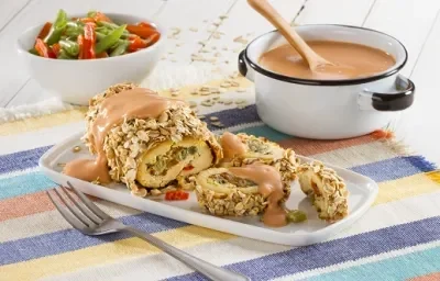 rollo de pechuga con avena