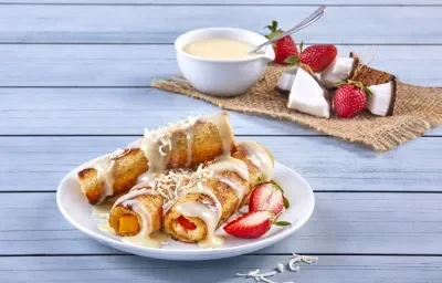 Rollitos de fresa con mango