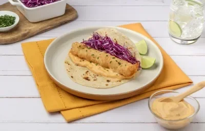 Tacos de Pescado con Aderezo Picante