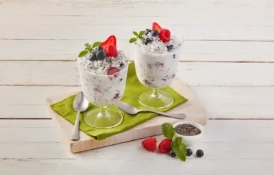 Arroz con leche, chía y frutos rojos