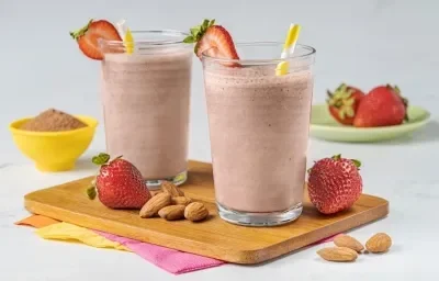 Licuado de Chocolate, Fresas y Almendras