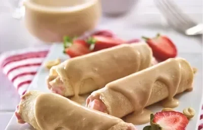 rollitos de cacahuate y fresa deslactosados