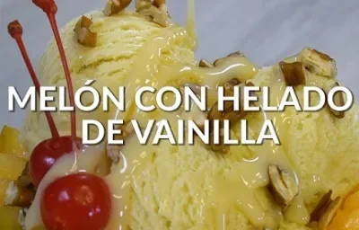 Melón con helado de vainilla