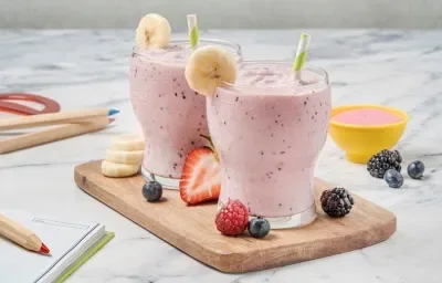 Batido de Fresa, Plátano y Moras