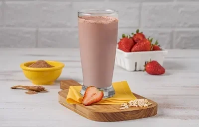 Licuado de Chocolate con Fresa y Granola