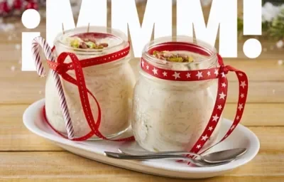 Arroz con leche de piñon y pistaches