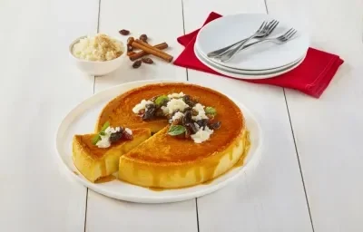 Flan de arroz con leche y nuez