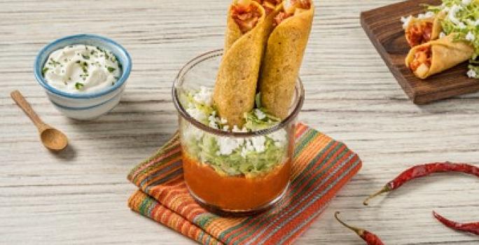 Flautas Ahogadas de Papa con Chorizo