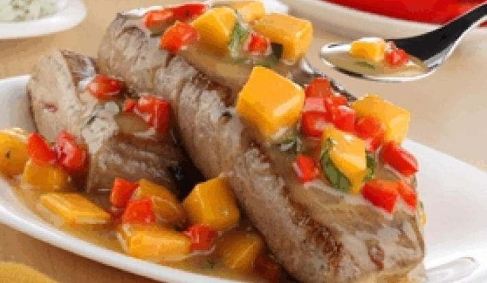 Lomos de atún en salsa de mango