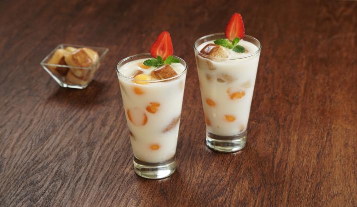 Horchata con perlas de melón