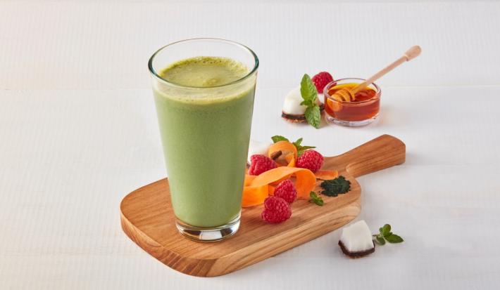 Licuado de zanahoria, frambuesas y espirulina