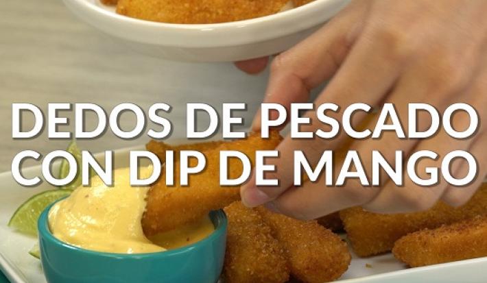 Dedos de pescado con dip de mango