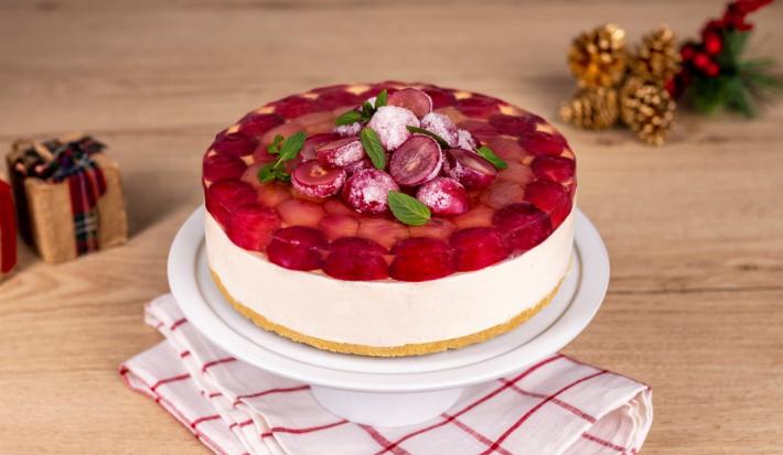 Cheesecake con salsa de uva