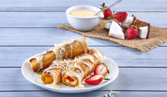 Rollitos de fresa con mango