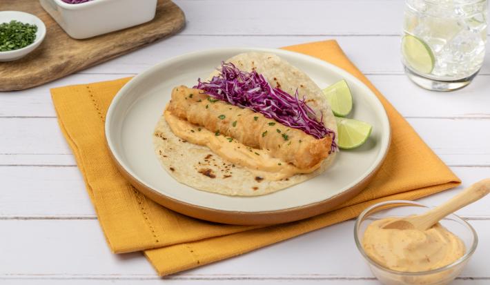 Tacos de Pescado con Aderezo Picante