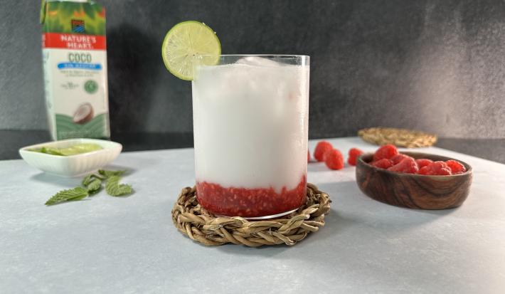 Mocktail de Coco con Frambuesa