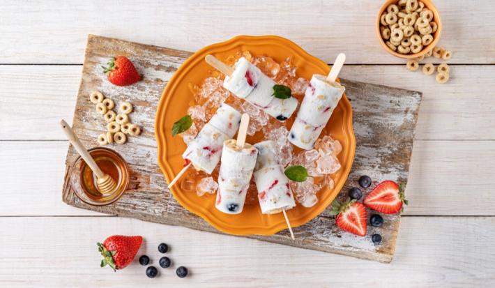 Paletas de Yoguhrt con Cereal