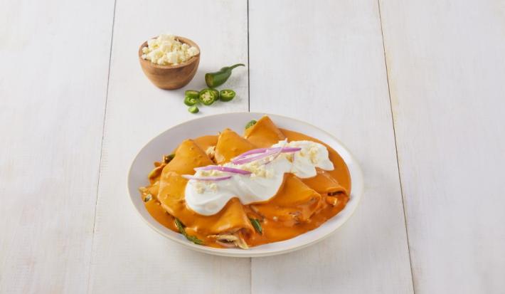 Enchiladas de pollo con calabaza