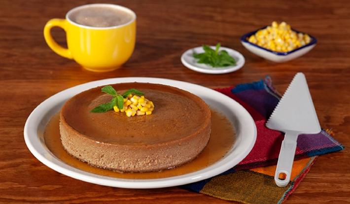 Flan de chocolate y elote