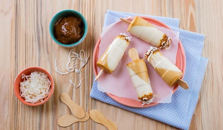 Paletas heladas de dulce de leche