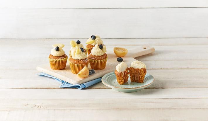 Cupcakes de plátano con guayaba