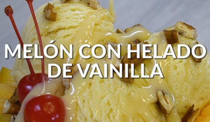 Melón con helado de vainilla