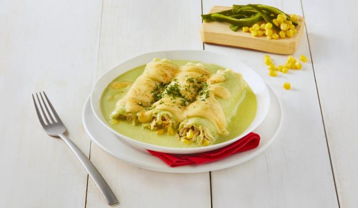 Canelones con salsa de poblano