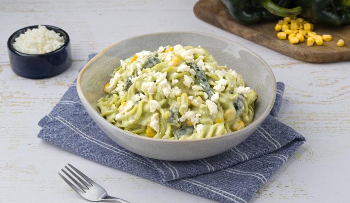 Fusilli en Salsa de Poblano con Elote