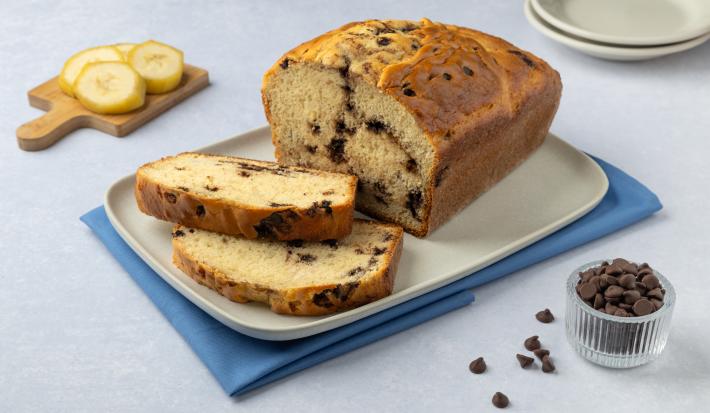 Panqué de Plátano con Chispas de Chocolate