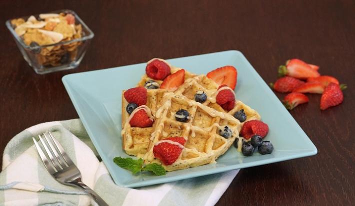 Waffles de cereal con fruta